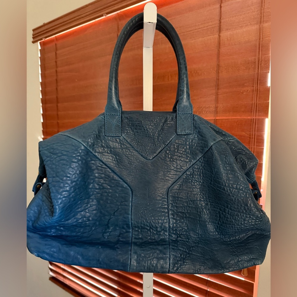 Yves Saint Laurent Navy Leather Tote